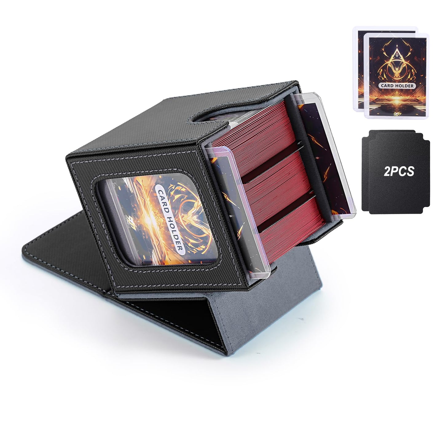 Stepane MTG Deck Box – Double Display Window, 120+ Card Capacity, PU Leather, Magnetic Closure