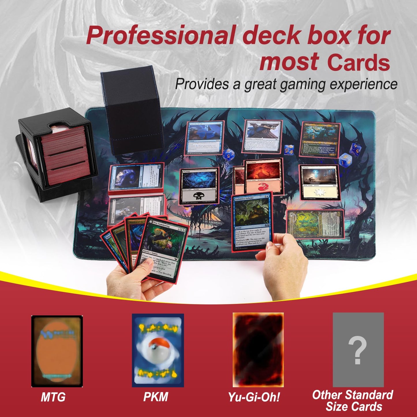 Stepane MTG Deck Box with Double Display Windows – 120+ Cards, PU Leather, Magnetic Closure