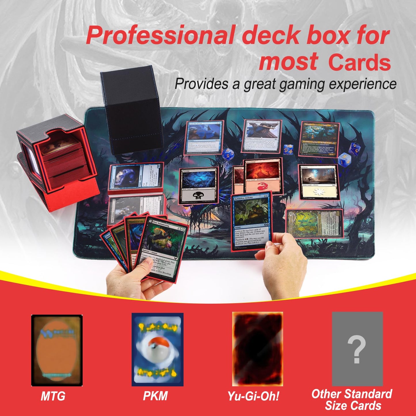 Stepane MTG Deck Box – Double Display Window, 120+ Cards, PU Leather, Magnetic Closure