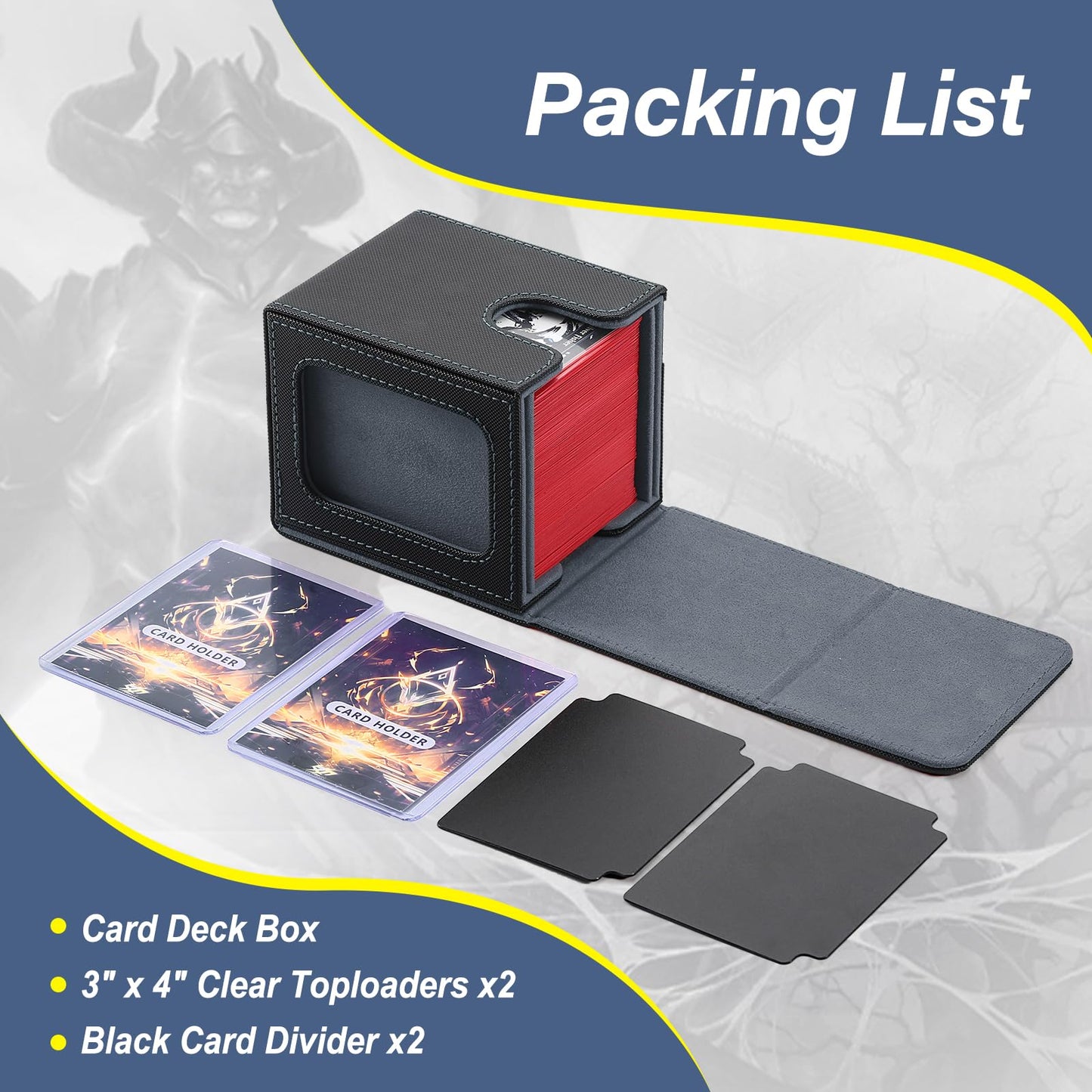Stepane MTG Deck Box – Double Display Window, 120+ Card Capacity, PU Leather, Magnetic Closure