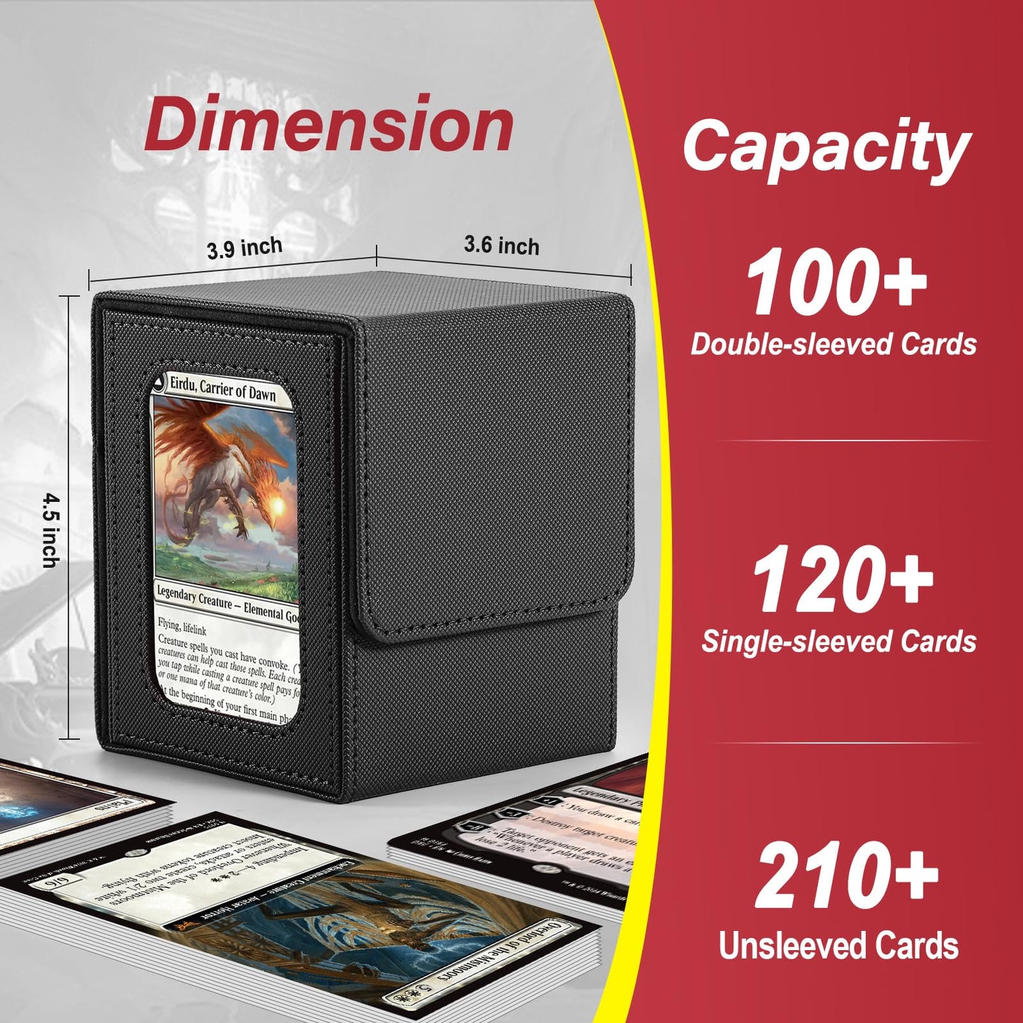 Stepane MTG Deck Box with Double Display Windows – 120+ Cards, PU Leather, Magnetic Closure