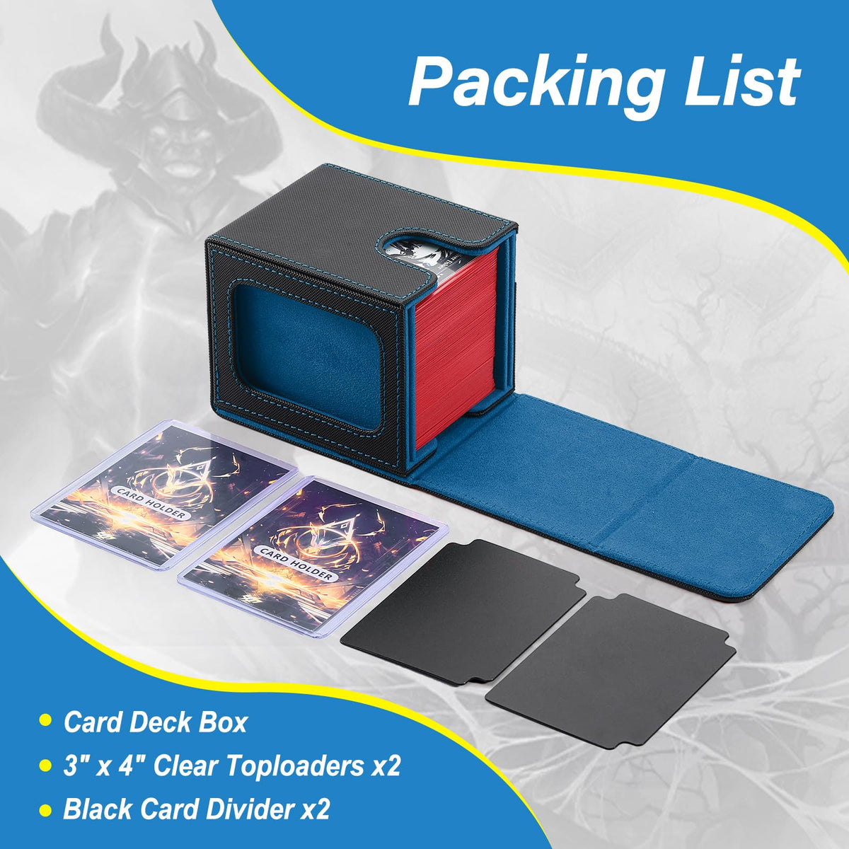 Stepane MTG Deck Box – Double Display Window Commander Box Fits 120+ Cards | PU Leather, Magnetic Closure
