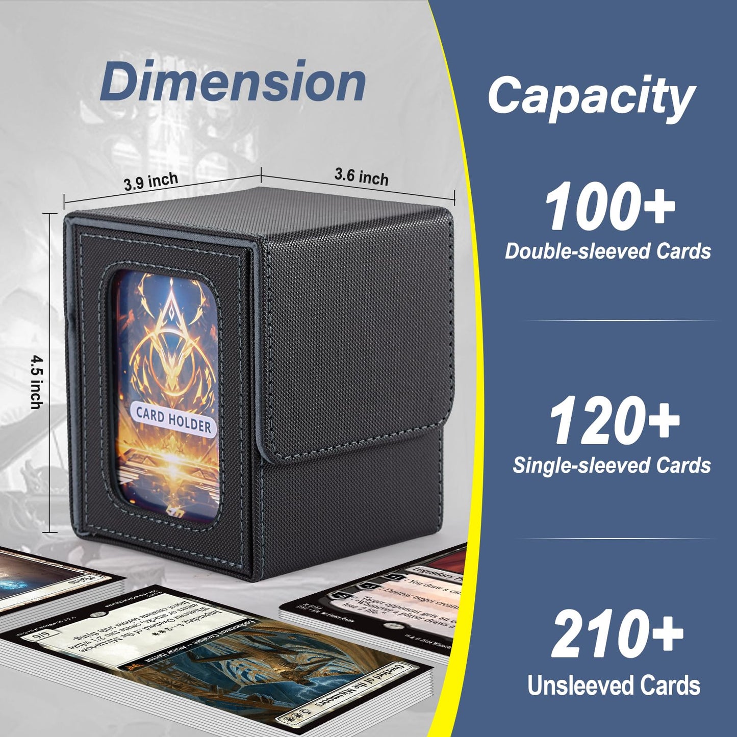 Stepane MTG Deck Box – Double Display Window, 120+ Card Capacity, PU Leather, Magnetic Closure