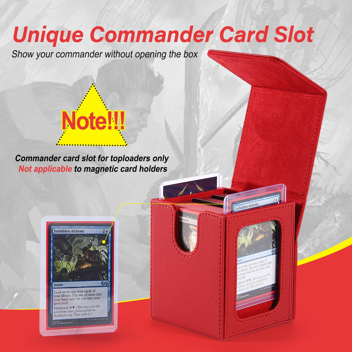 Stepane MTG Deck Box – Red, Double Display Window, 120+ Cards, PU Leather