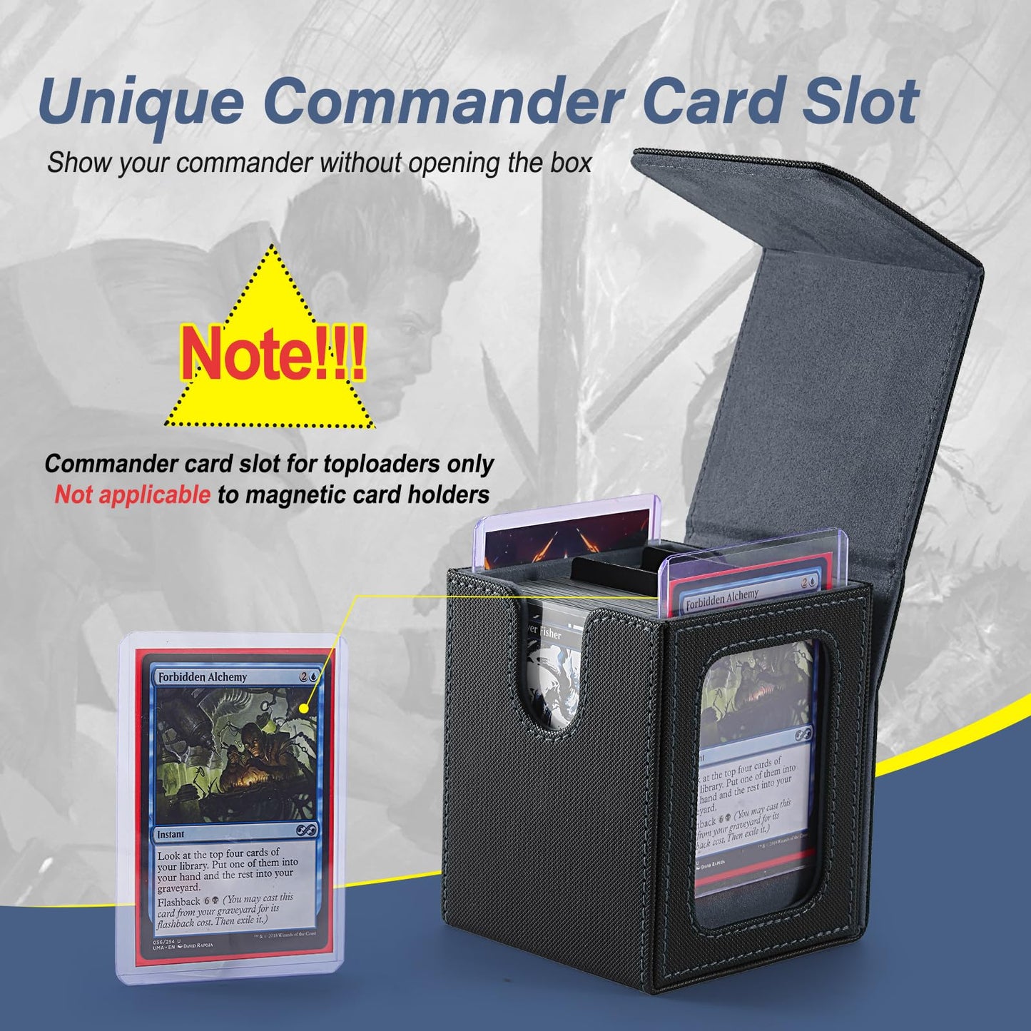Stepane MTG Deck Box – Double Display Window, 120+ Card Capacity, PU Leather, Magnetic Closure