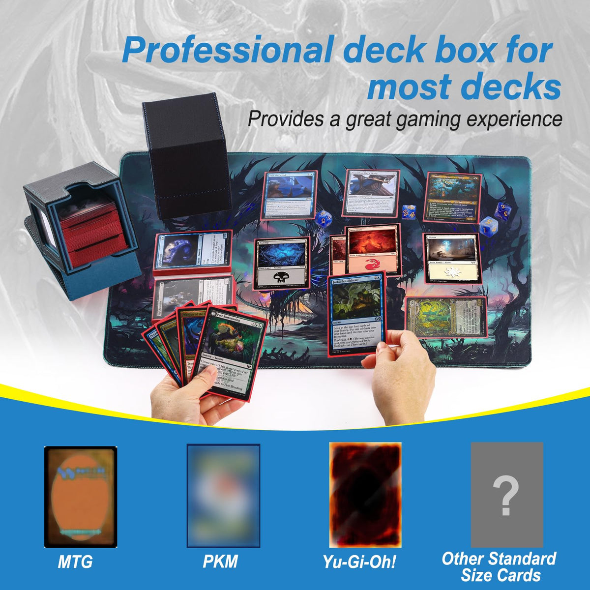 Stepane MTG Deck Box – Double Display Window Commander Box Fits 120+ Cards | PU Leather, Magnetic Closure