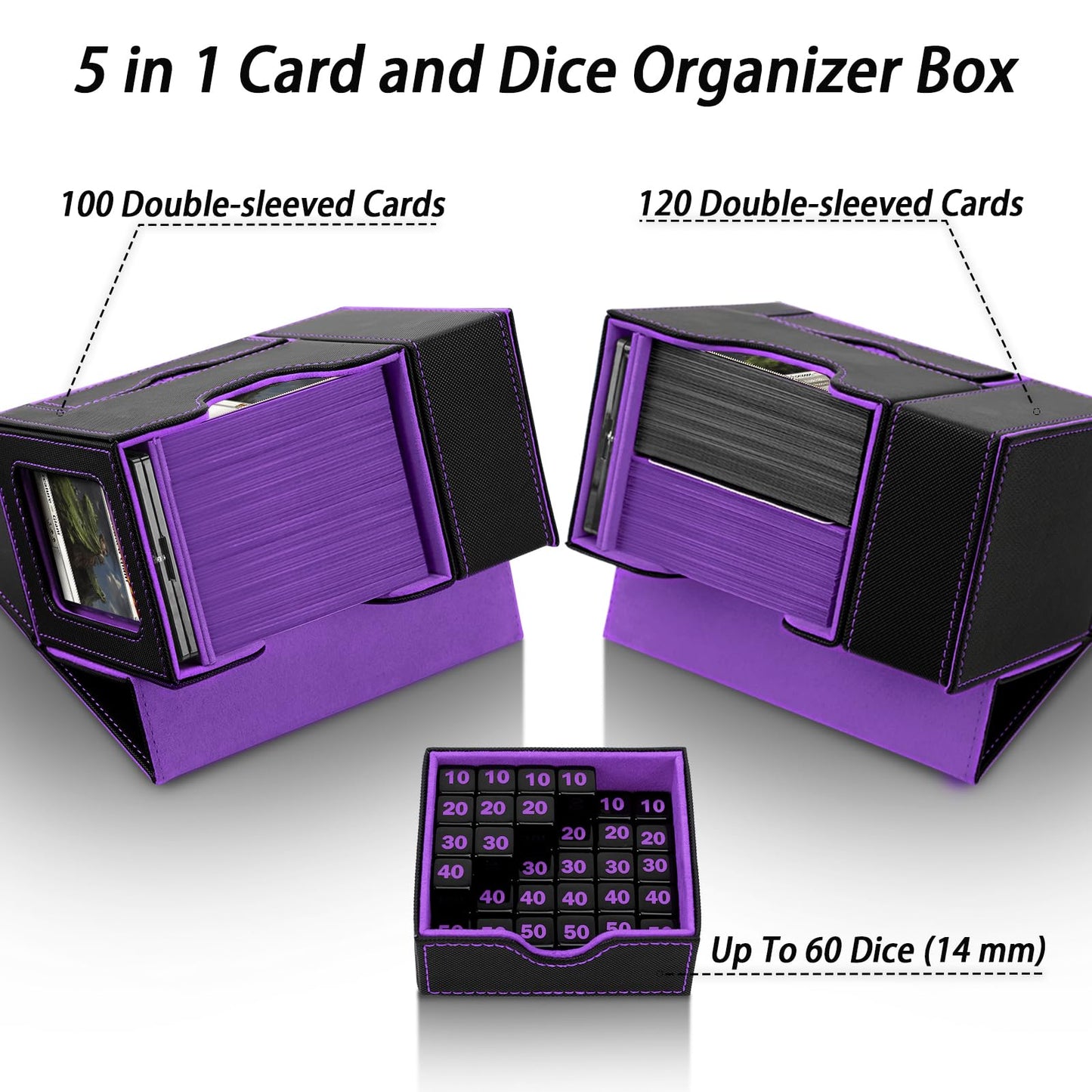 Stepane MTG Deck Box with Dice Tower for Commander Display – 100 Double-Sleeved Cards