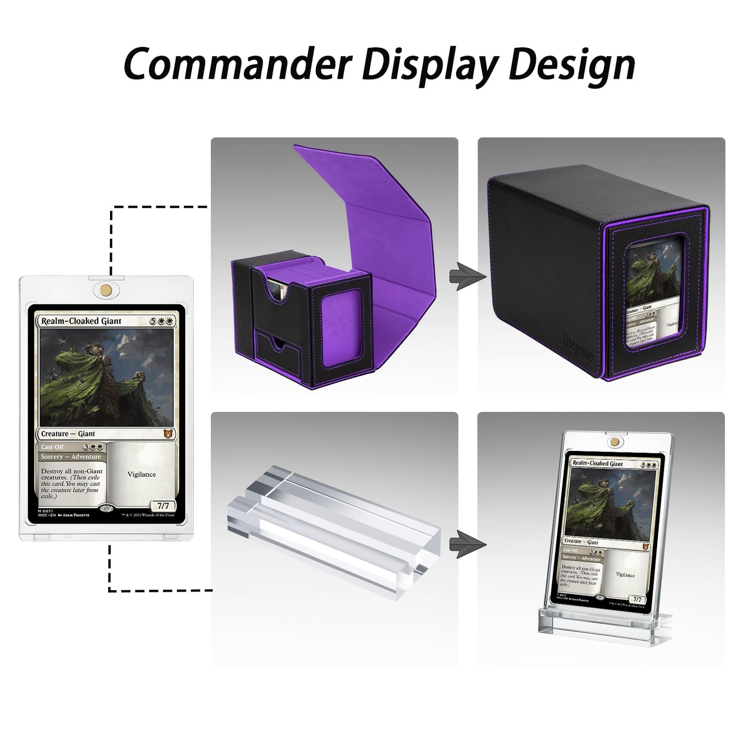 Stepane MTG Deck Box with Dice Tower for Commander Display – 100 Double-Sleeved Cards