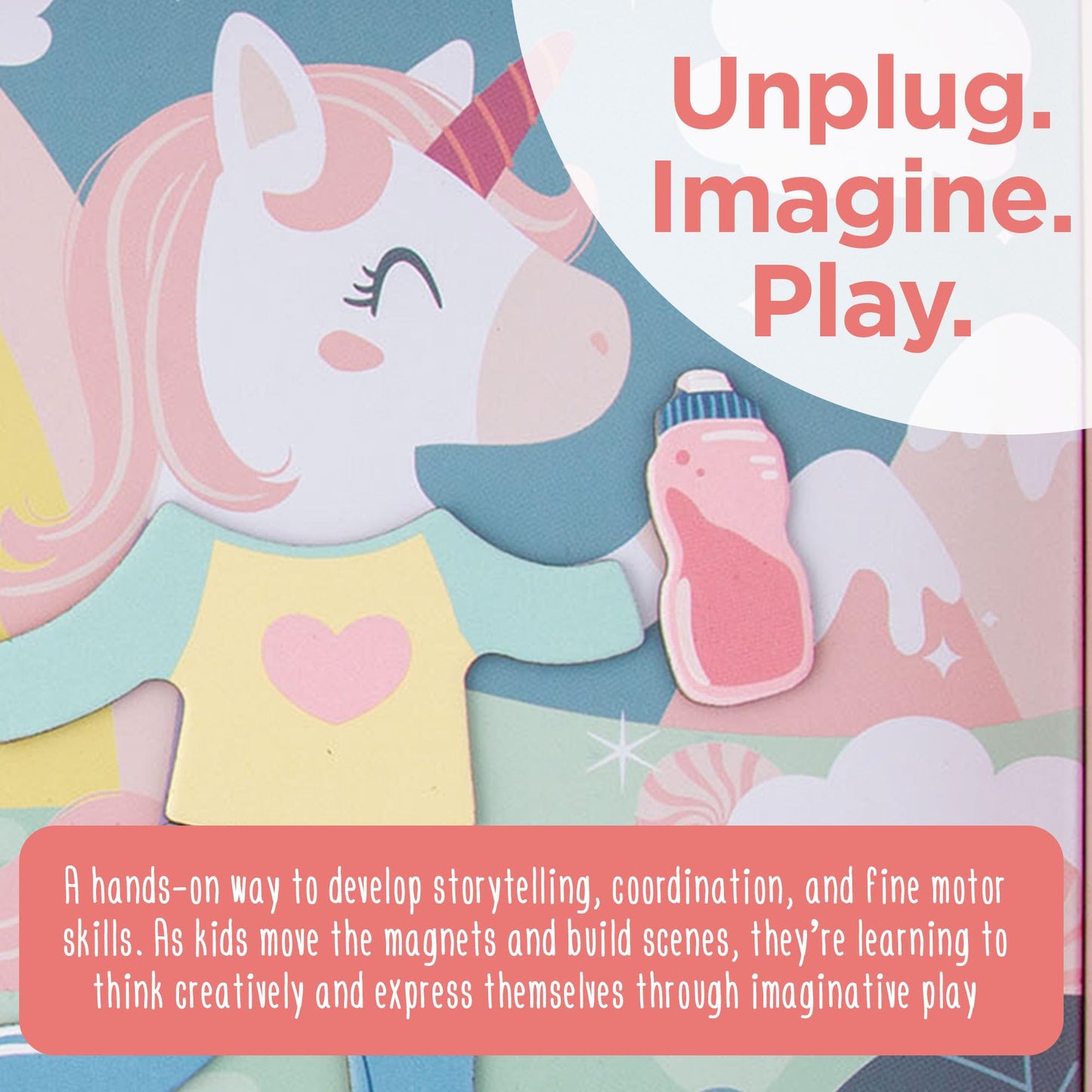 Stephen Joseph Magnetic Dress Up Dolls 40-Piece Travel Play Set - Unicorn & Mermaid
