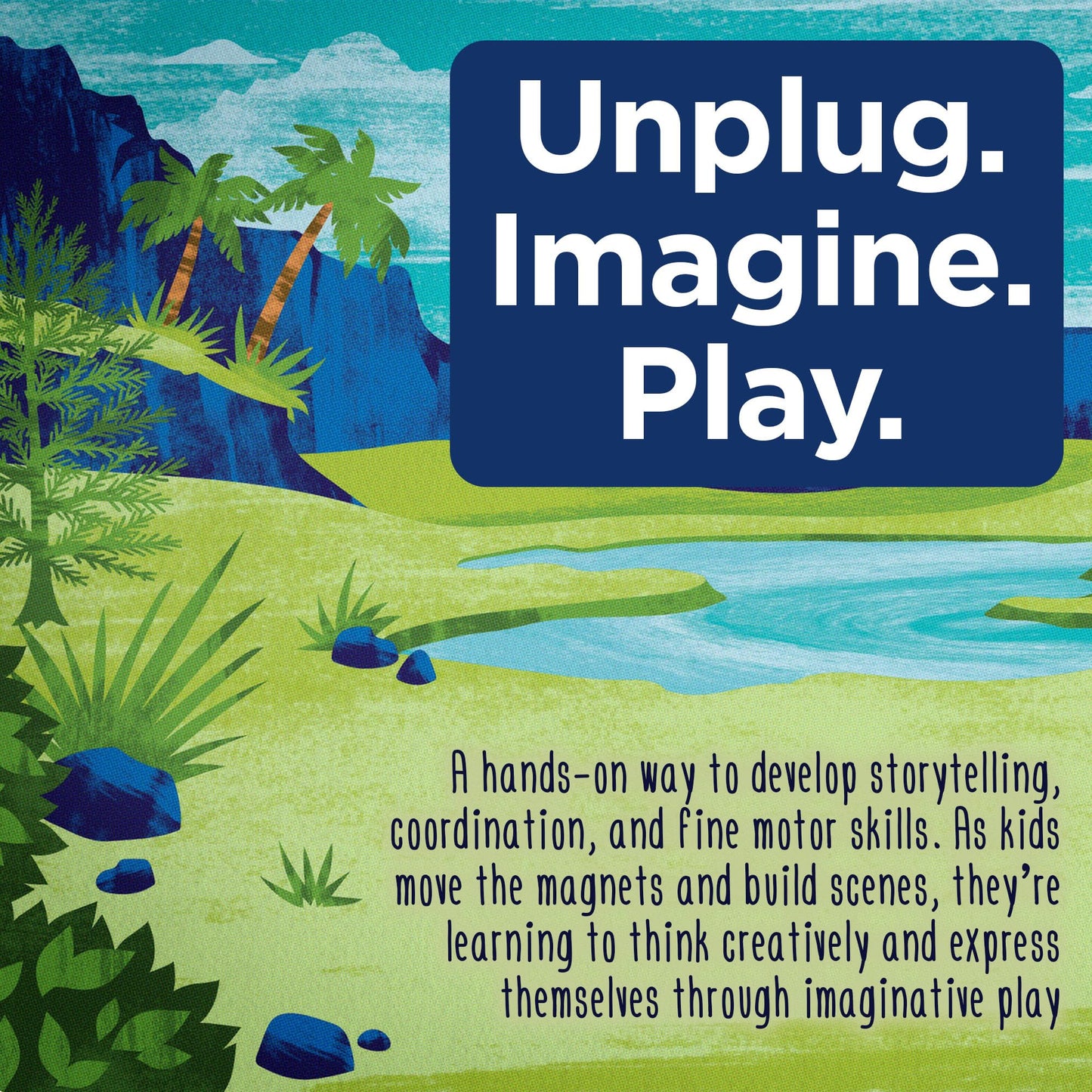 Stephen Joseph Kids Magnetic Scene with Drawer – On-The-Go Play, 2 Backdrops & 50+ Magnets
