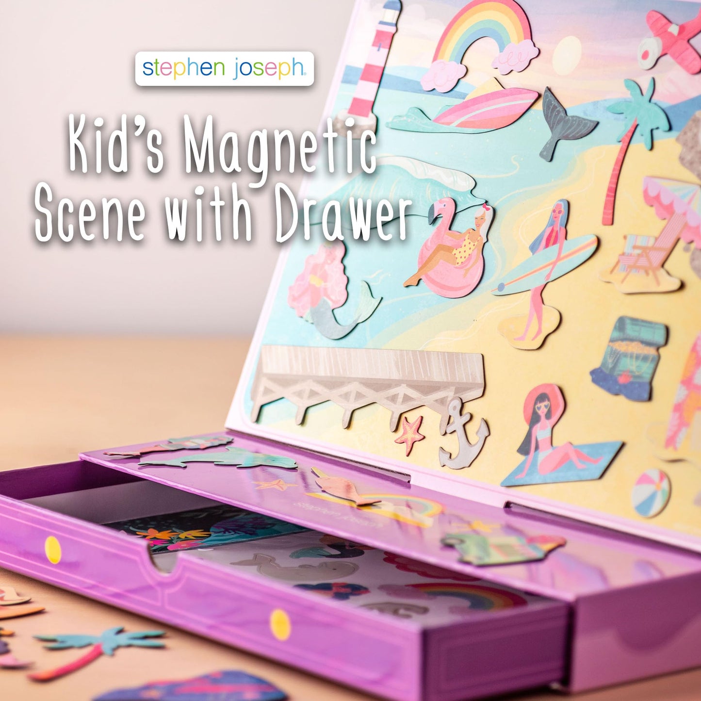 Stephen Joseph Kids Magnetic Scene with Drawer - On-The-Go Imaginative Play