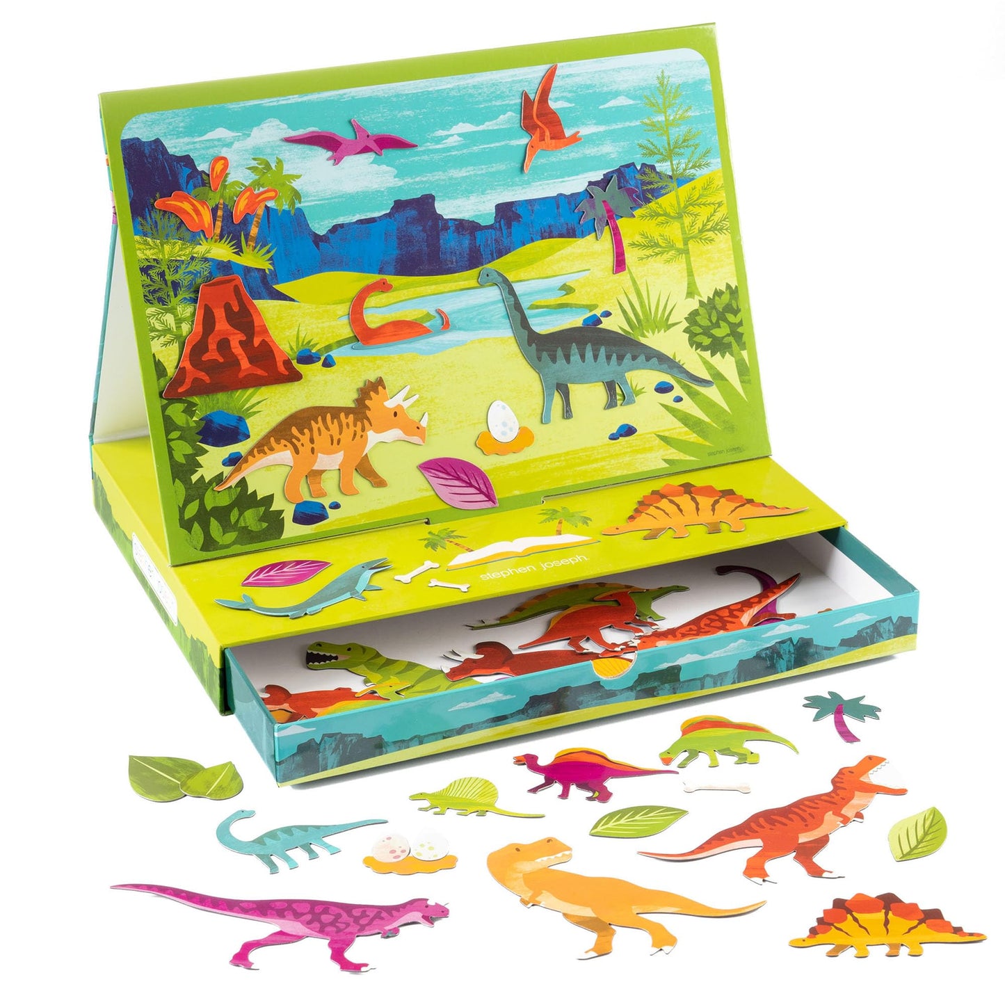 Stephen Joseph Kids Magnetic Scene with Drawer – On-The-Go Play, 2 Backdrops & 50+ Magnets