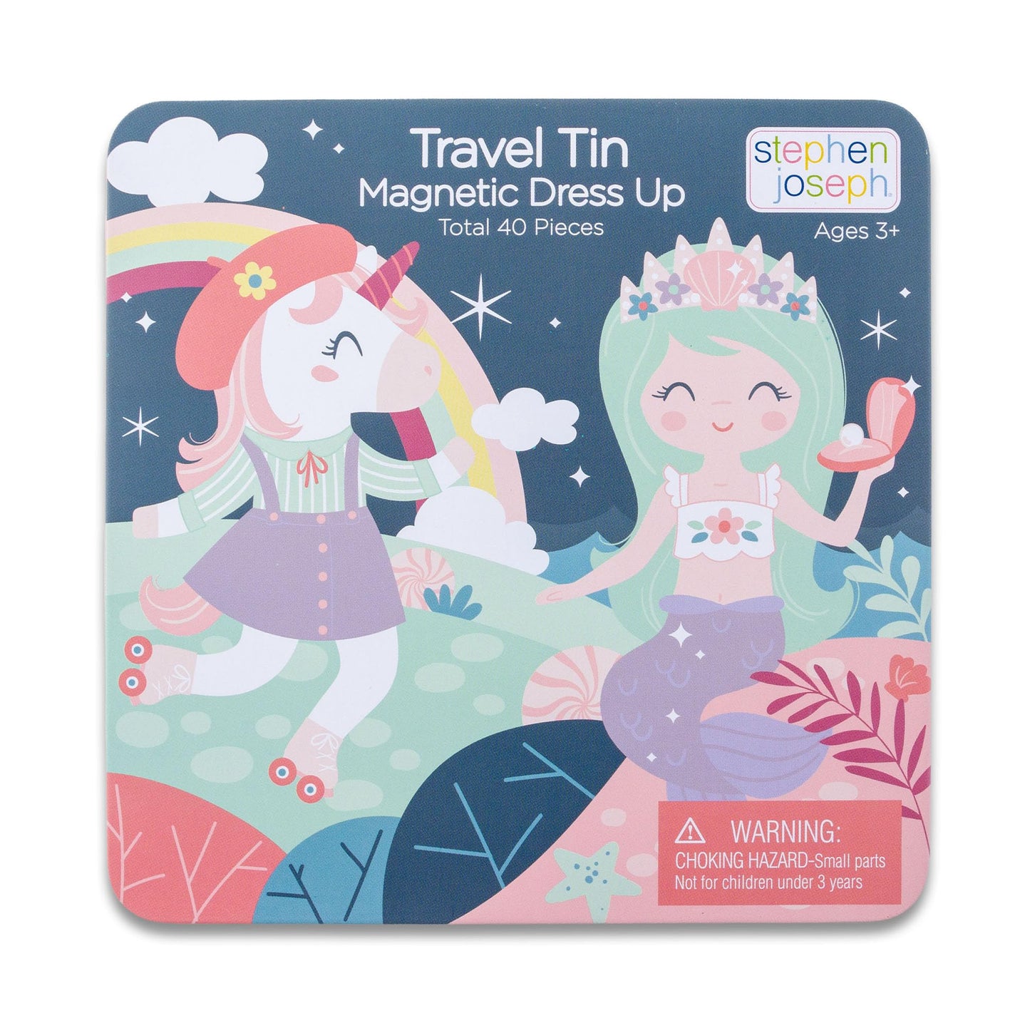 Stephen Joseph Magnetic Dress Up Dolls 40-Piece Travel Play Set - Unicorn & Mermaid