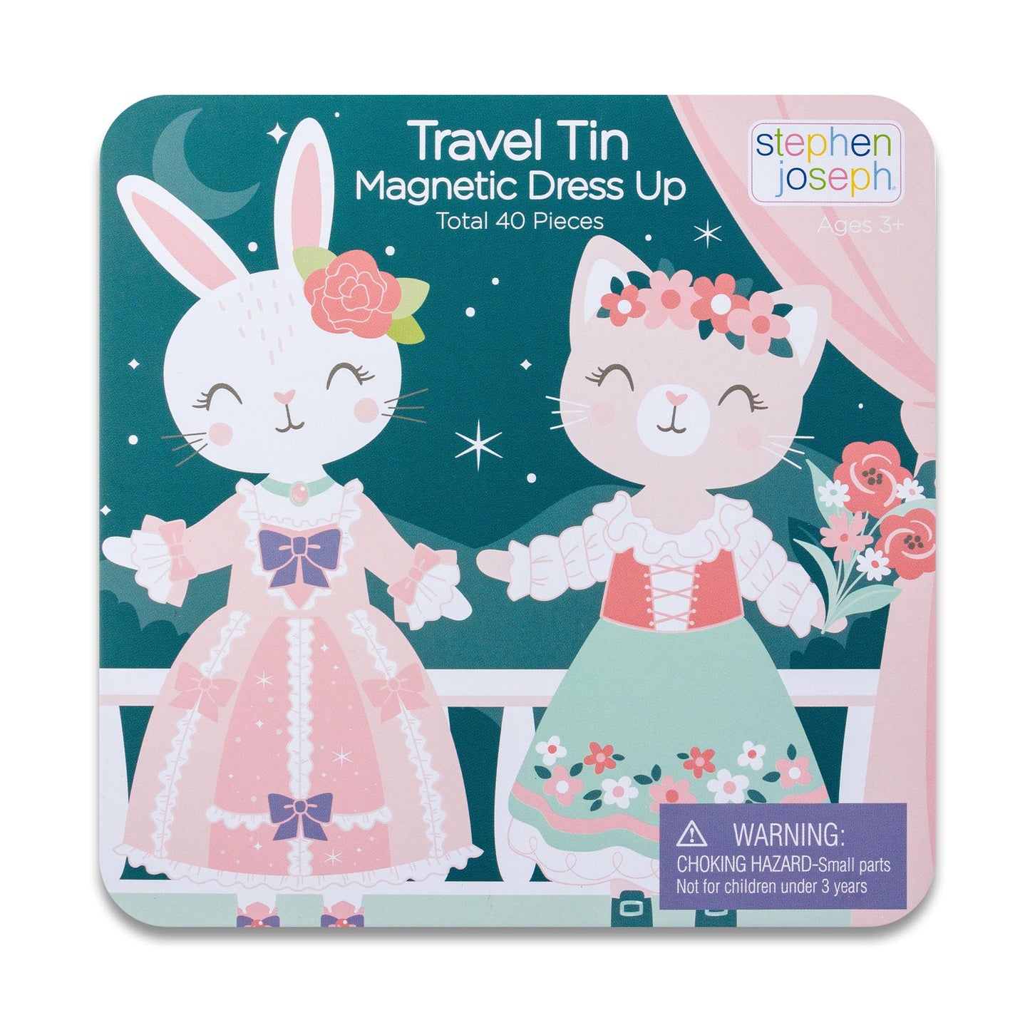 Stephen Joseph Travel Tin Magnetic Dress-Up Bunny & Cat (Small) – 40 Pieces