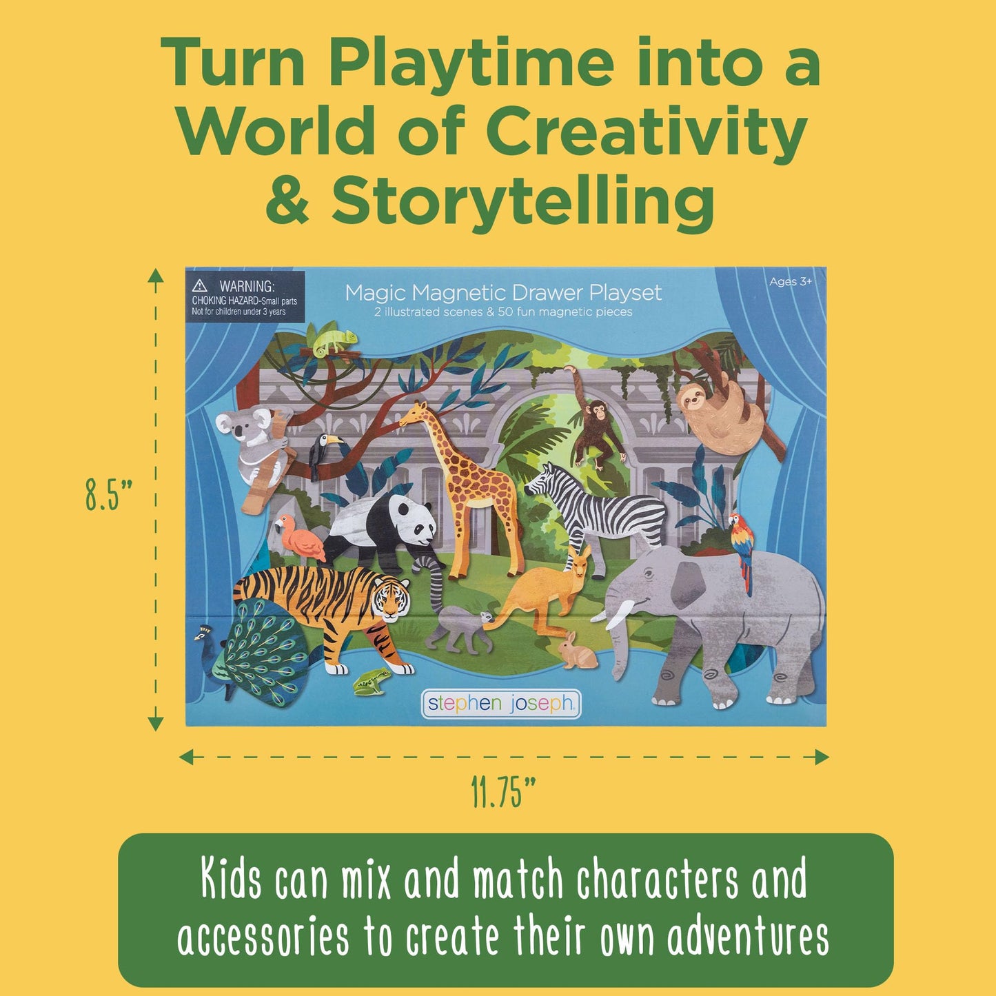 Stephen Joseph Kids Magnetic Scene with Drawer – Portable Imaginative Playset