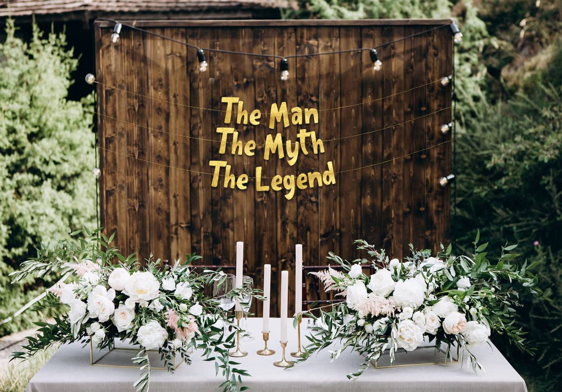 The Man The Myth The Legend Gold Glitter Banner | Sterling James Co. Men's Birthday & Milestone Decor