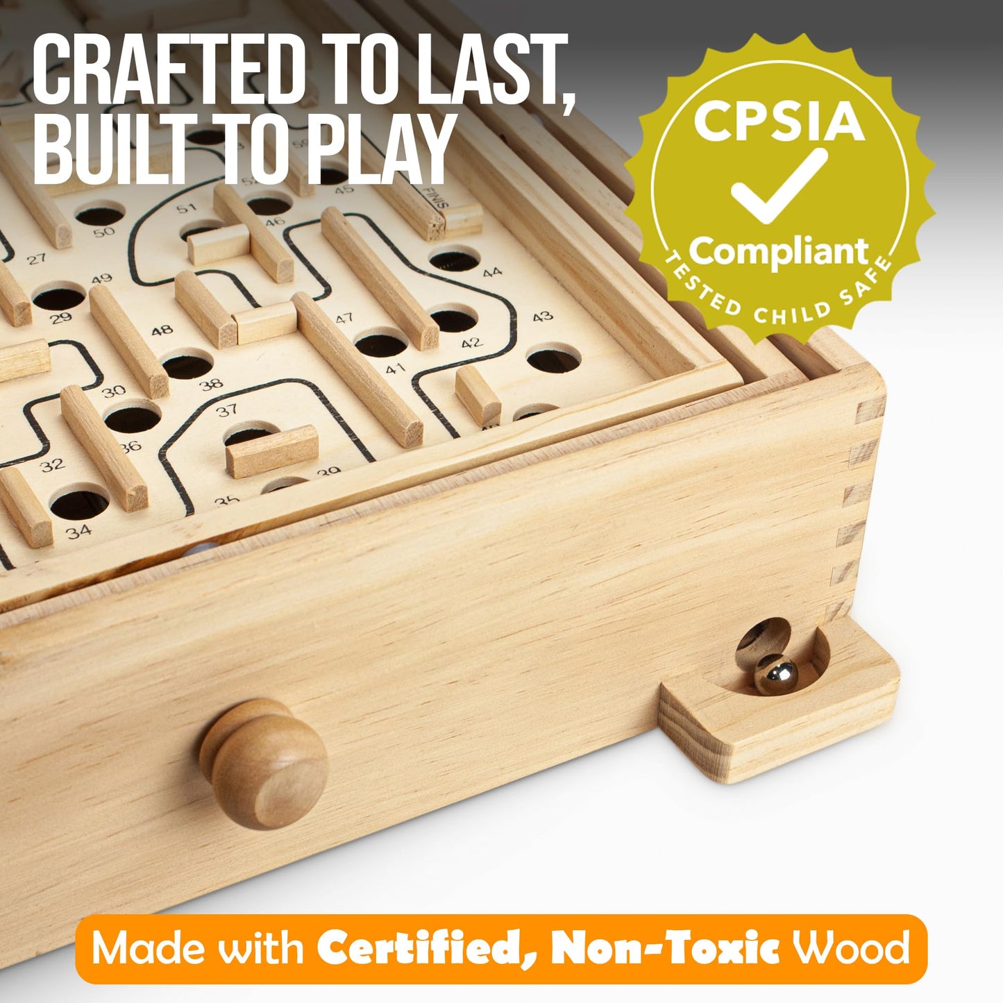 Sterling Games Wooden Labyrinth – 3 Swappable Boards, 60/36/25 Waypoints, Tilt Maze