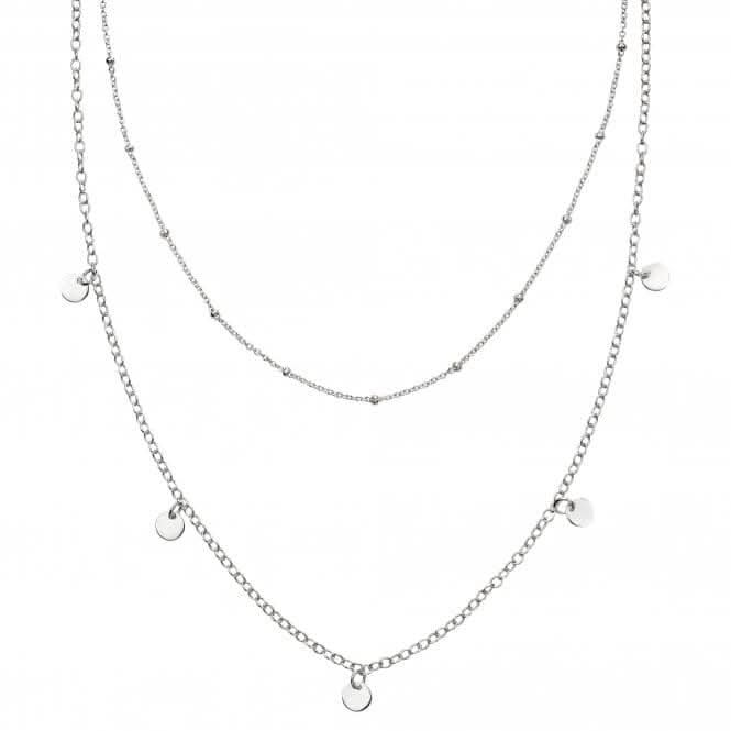 Sterling Silver Double Row Mini Disc Necklace N4377