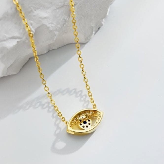 Sterling Silver Gold Plated Blue Evil Eye Necklace ERLN039