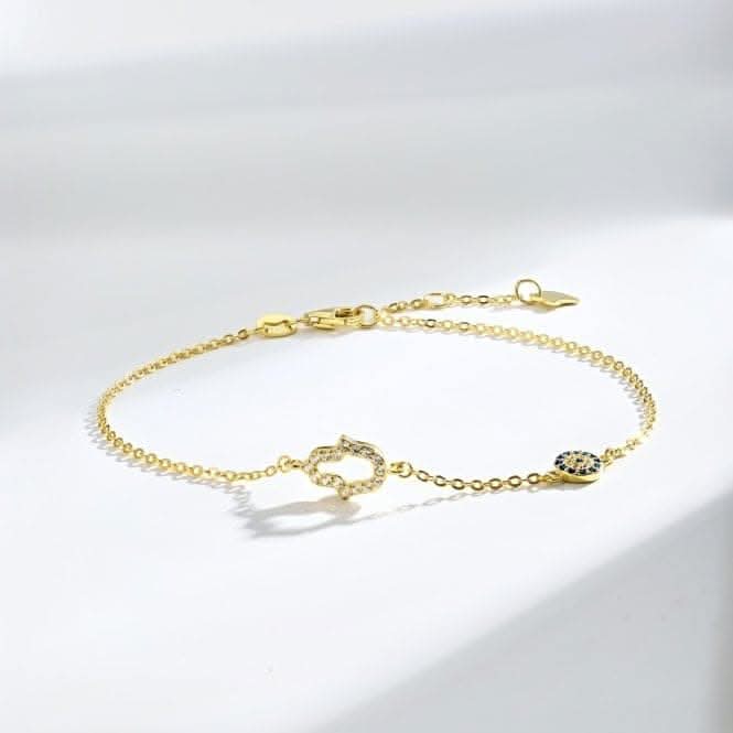Sterling Silver Gold Plated Hand Of Fatima Bracelet ERLB048