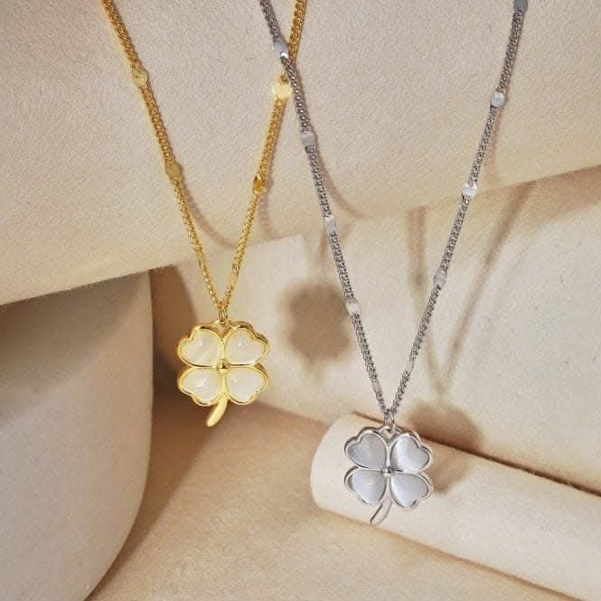Sterling Silver Gold Plated Lucky 4 Leaf Necklace ERLN035