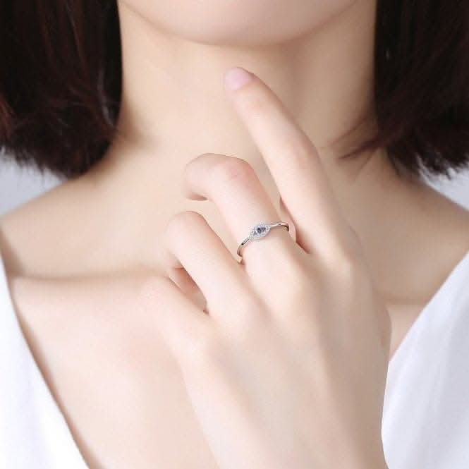 Sterling Silver Rhodium Plated Evil Eye Ring ERLR011