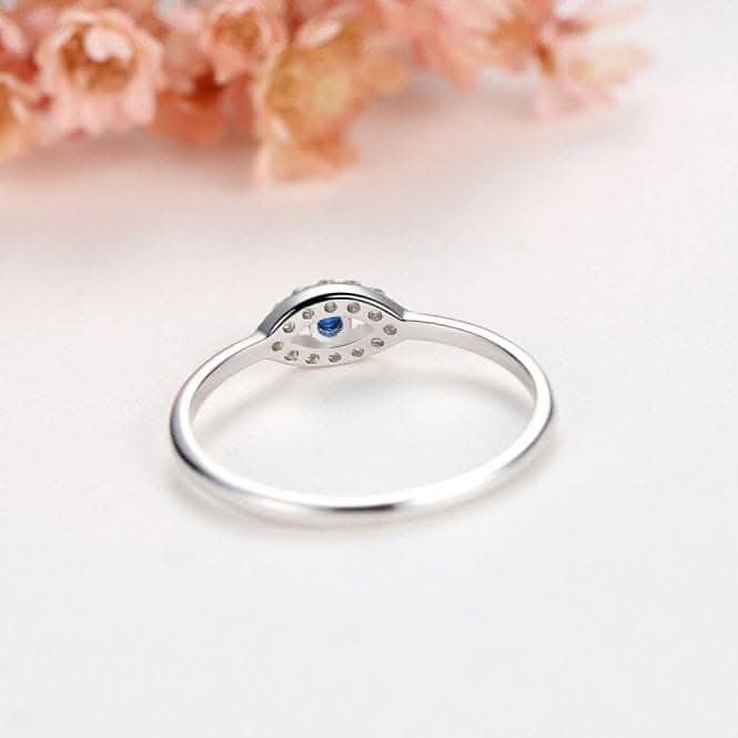 Sterling Silver Rhodium Plated Evil Eye Ring ERLR011