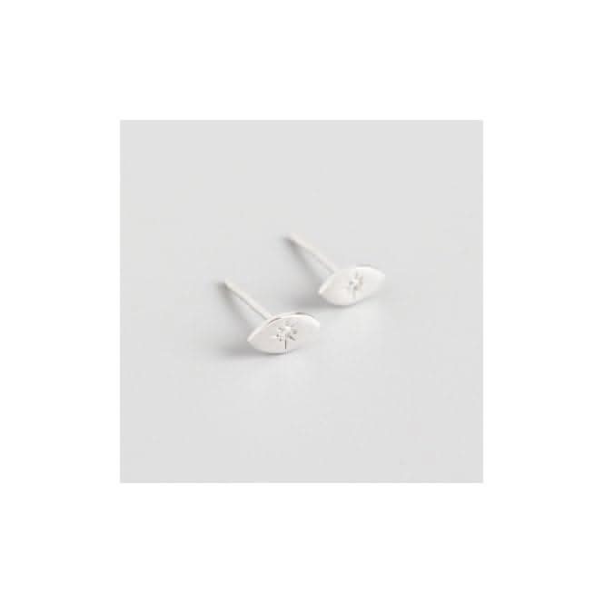 Sterling Silver Rhodium Plated Evil Eye Stud Earrings ERLE086