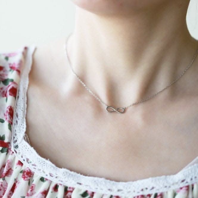 Sterling Silver Rhodium Plated Infinity Necklace ERLN005