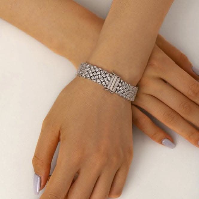 Sterling Silver Rhodium Plated Sparkling Stones Bracelet ERLB036