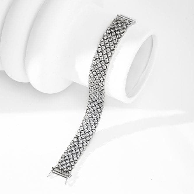 Sterling Silver Rhodium Plated Sparkling Stones Bracelet ERLB036
