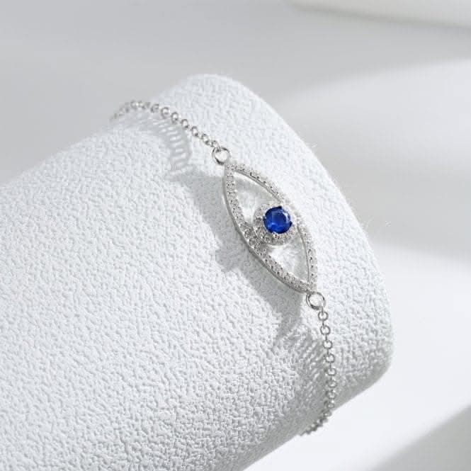 Sterling Silver Rhodium Plated Sparkling Zirconia Evil Eye Bracelet ERLB051