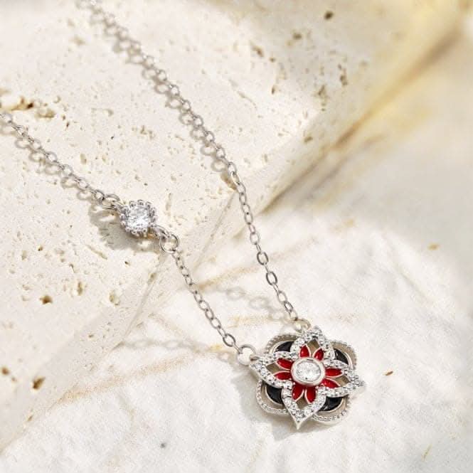 Sterling Silver Rhodium Plated Sparkling Zirconia Lucky 4 Leaf Necklace ERLN027
