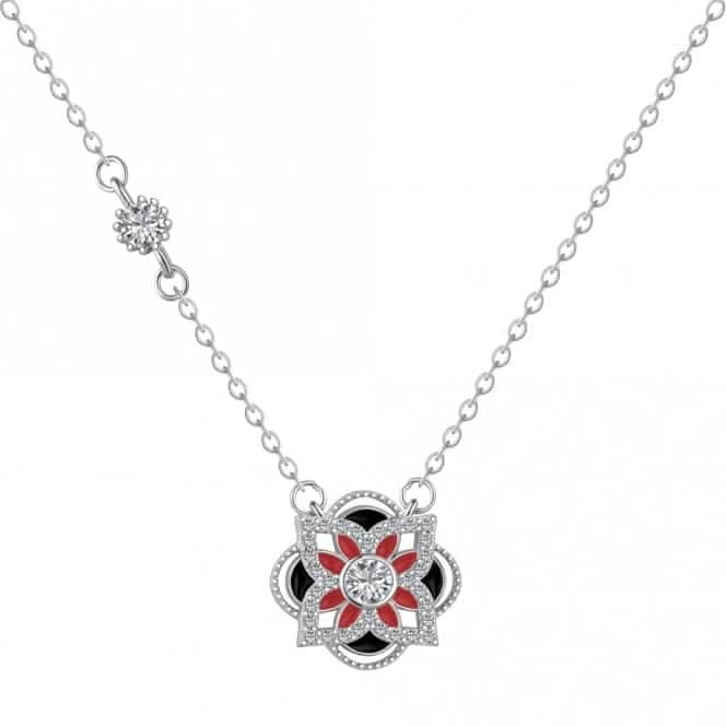 Sterling Silver Rhodium Plated Sparkling Zirconia Lucky 4 Leaf Necklace ERLN027