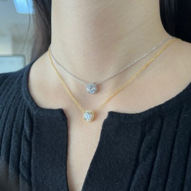 Sterling Silver Rhodium Plated Sparkling Zirconia Necklace ERLN024