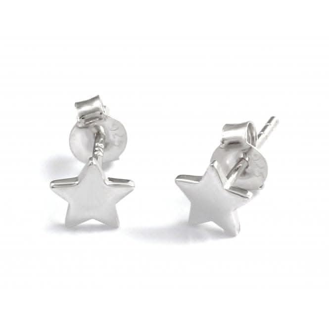 Sterling Silver Rhodium Plated Star Stud Earrings