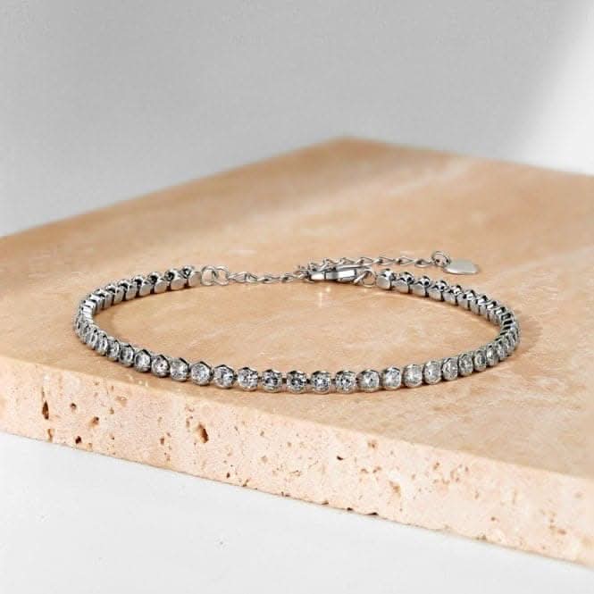 Sterling Silver Rhodium Plated Zirconia Bracelet ERLB034
