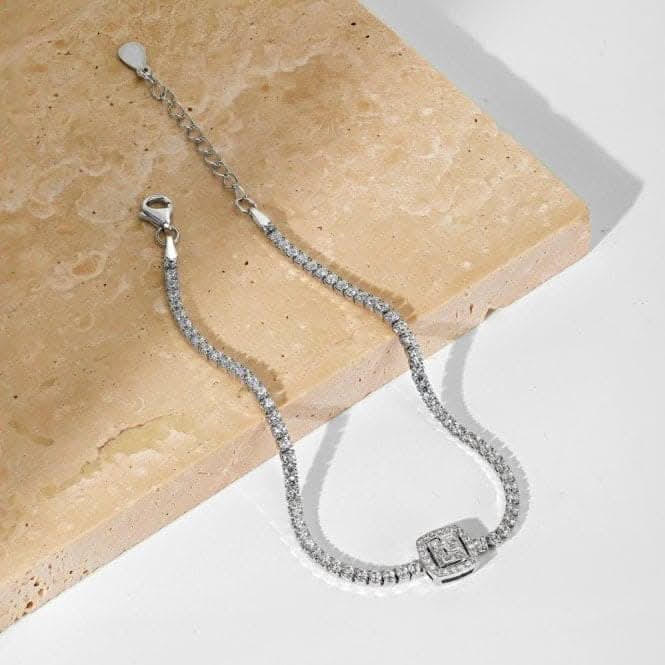Sterling Silver Rhodium Plated Zirconia Bracelet ERLB038