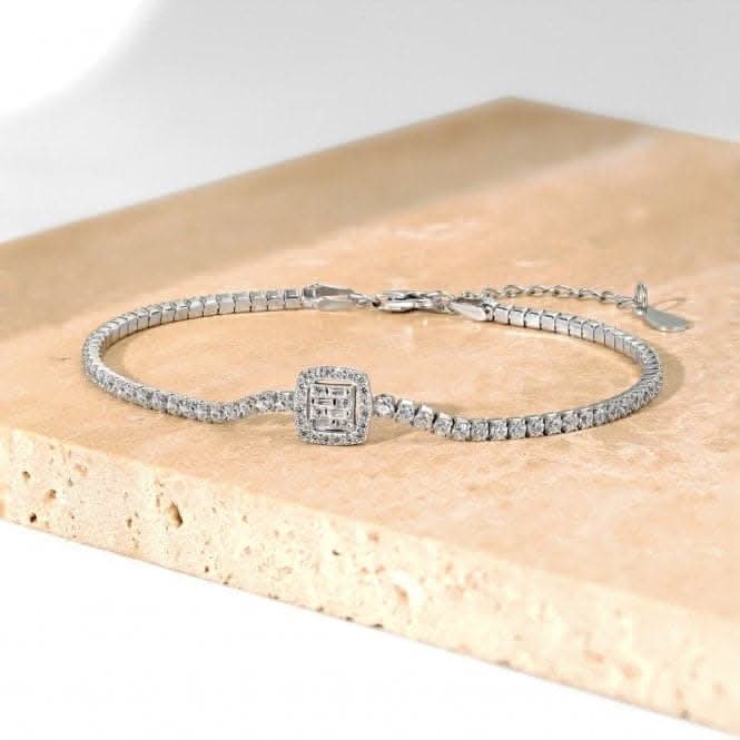 Sterling Silver Rhodium Plated Zirconia Bracelet ERLB038