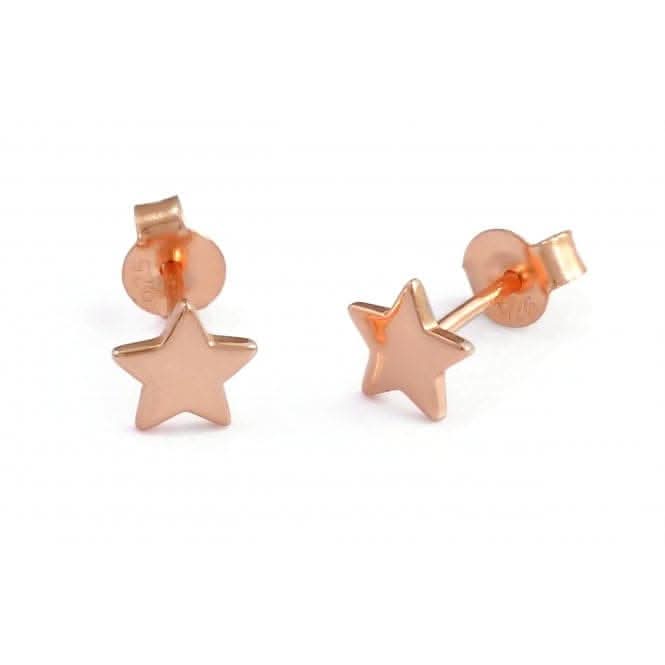 Sterling Silver Rose Gold Plated Star Stud Earrings