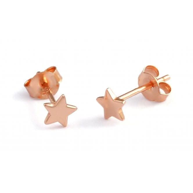 Sterling Silver Rose Gold Plated Star Stud Earrings