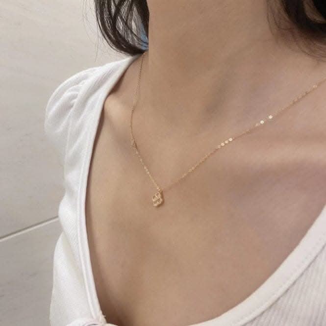 Sterling Silver Rose Gold Plated White Lucky 4 Leaf Necklace ERLN032