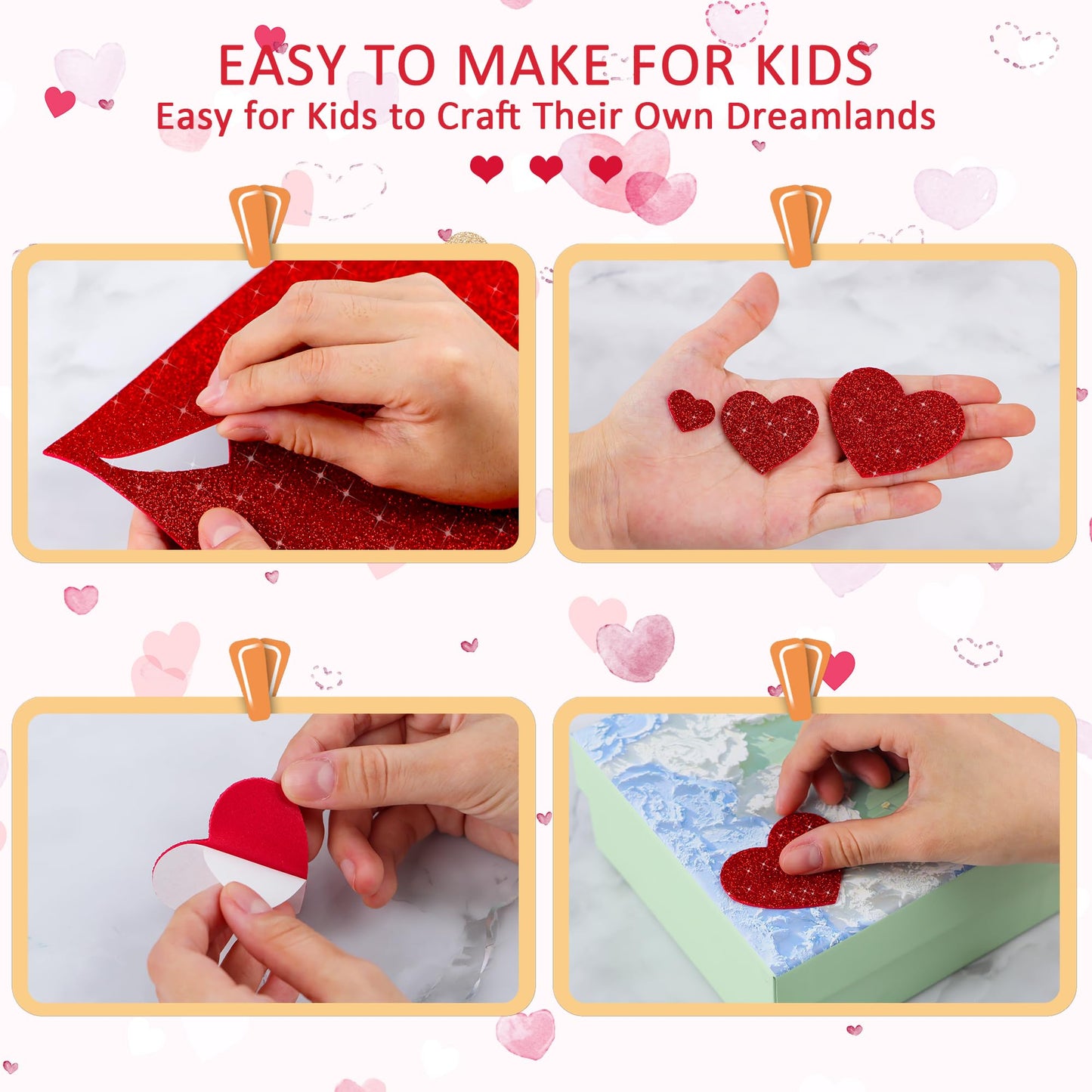 Sticeard 1000 PCS Foam Stickers – Glitter Heart & Star, Self-Adhesive