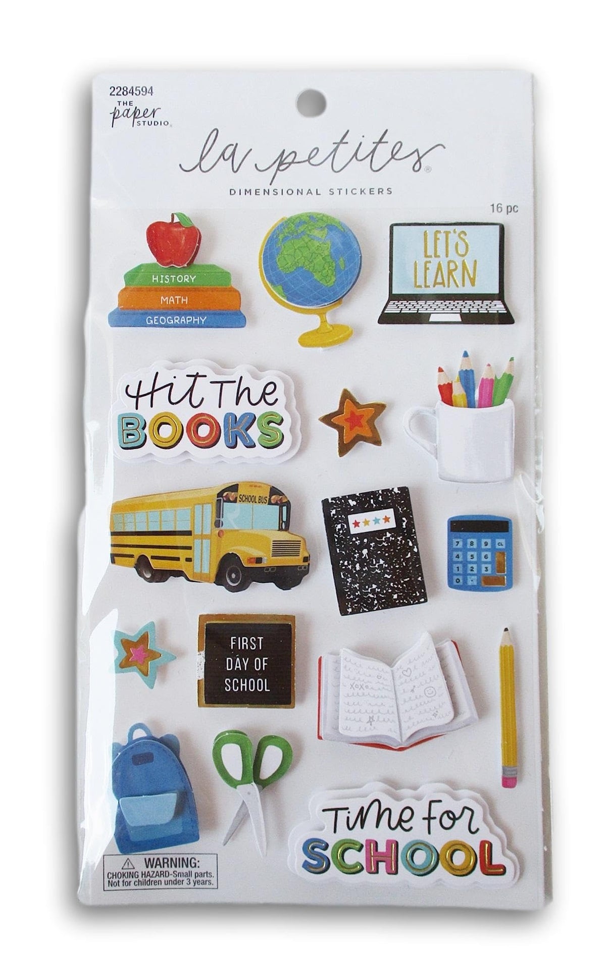 Stickabilities Time for School 3D Stickers – 16 Pieces for Crafts, Scrapbooks & Cards