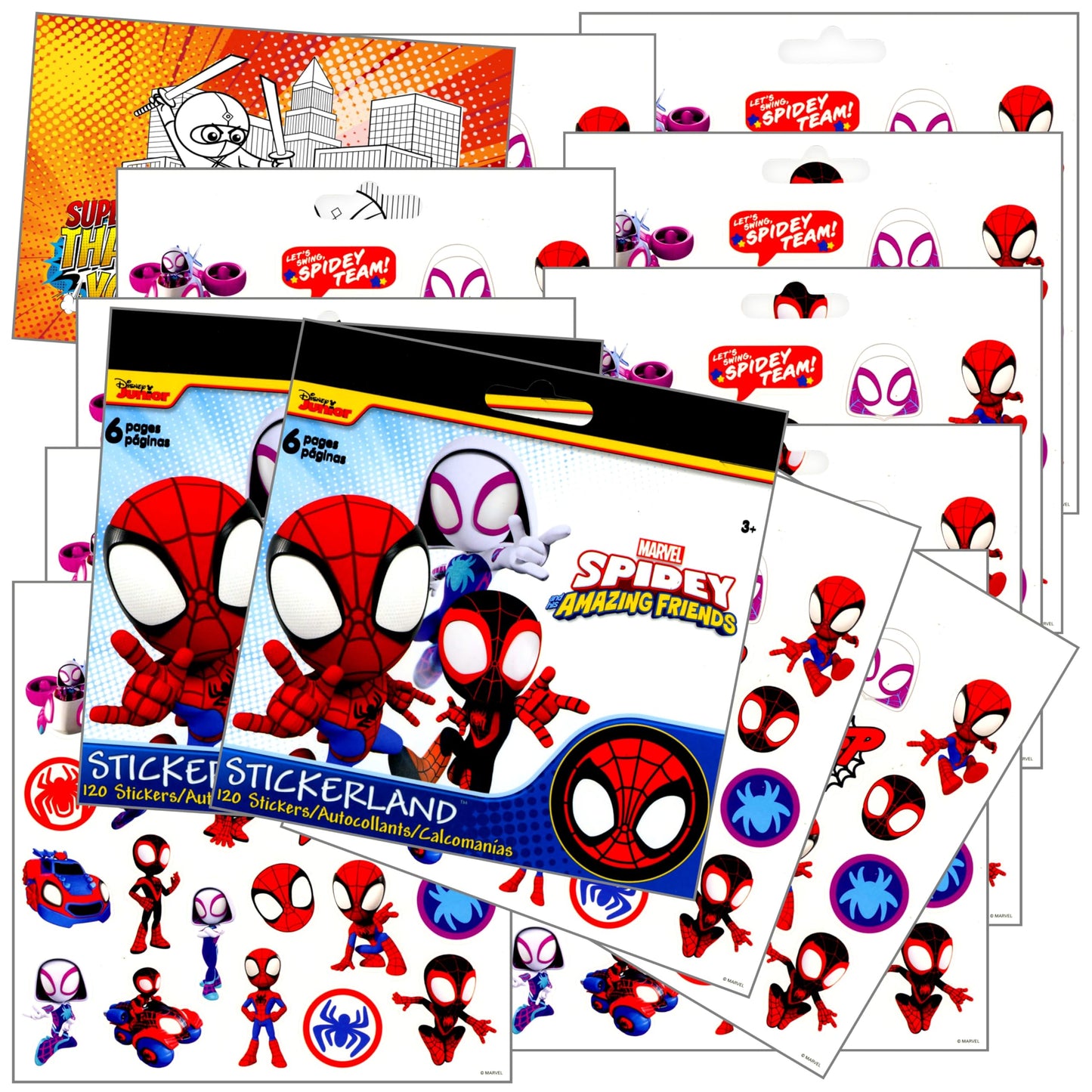 Stickerland Spidey Stickers Party Favors Set – 12 Sheets + Colorful Postcard Craft