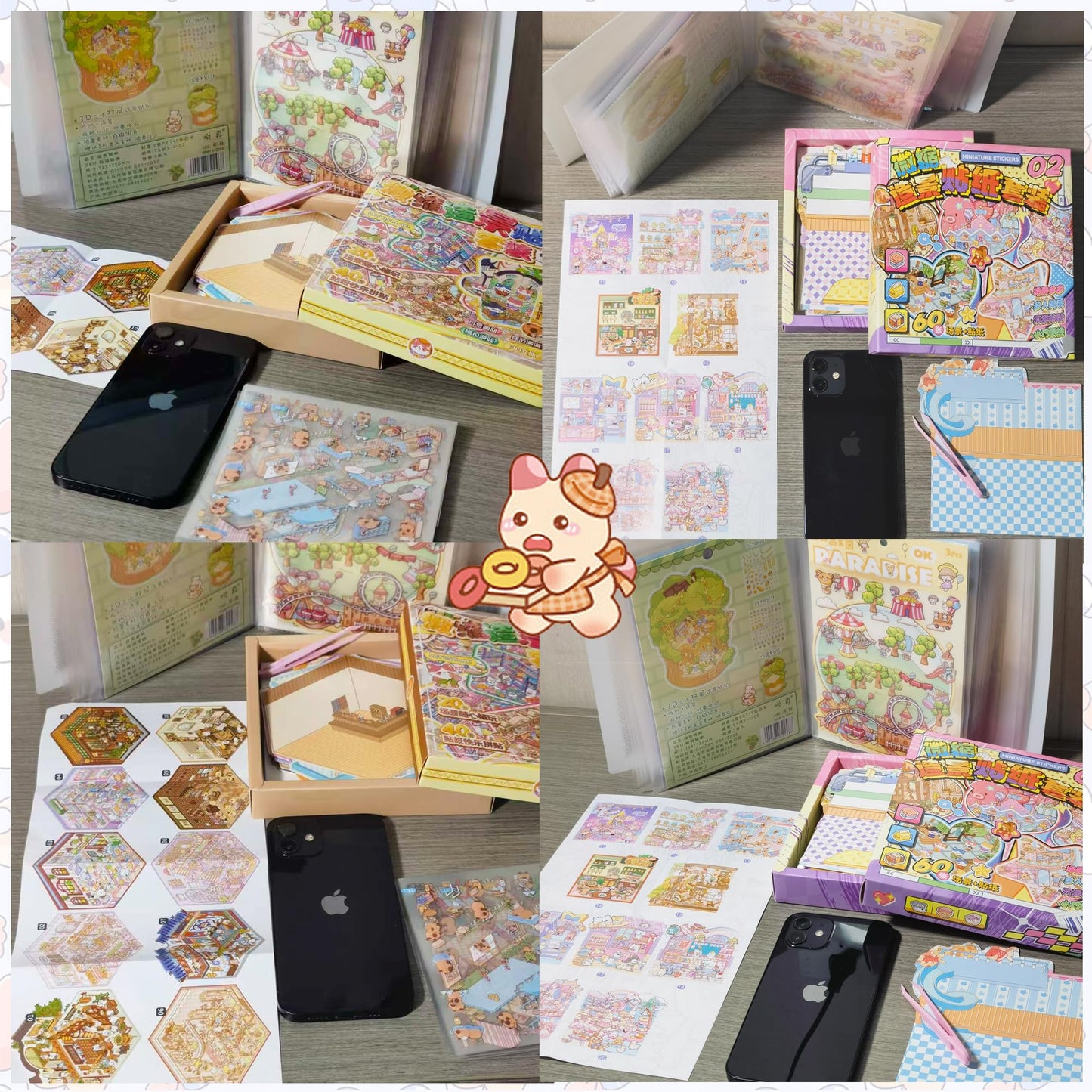 20 Sets 3D Sticker Scenes for Kids and Adults | Portable Tweezer Box Kit | Sticker Therapy for Creative Relaxation