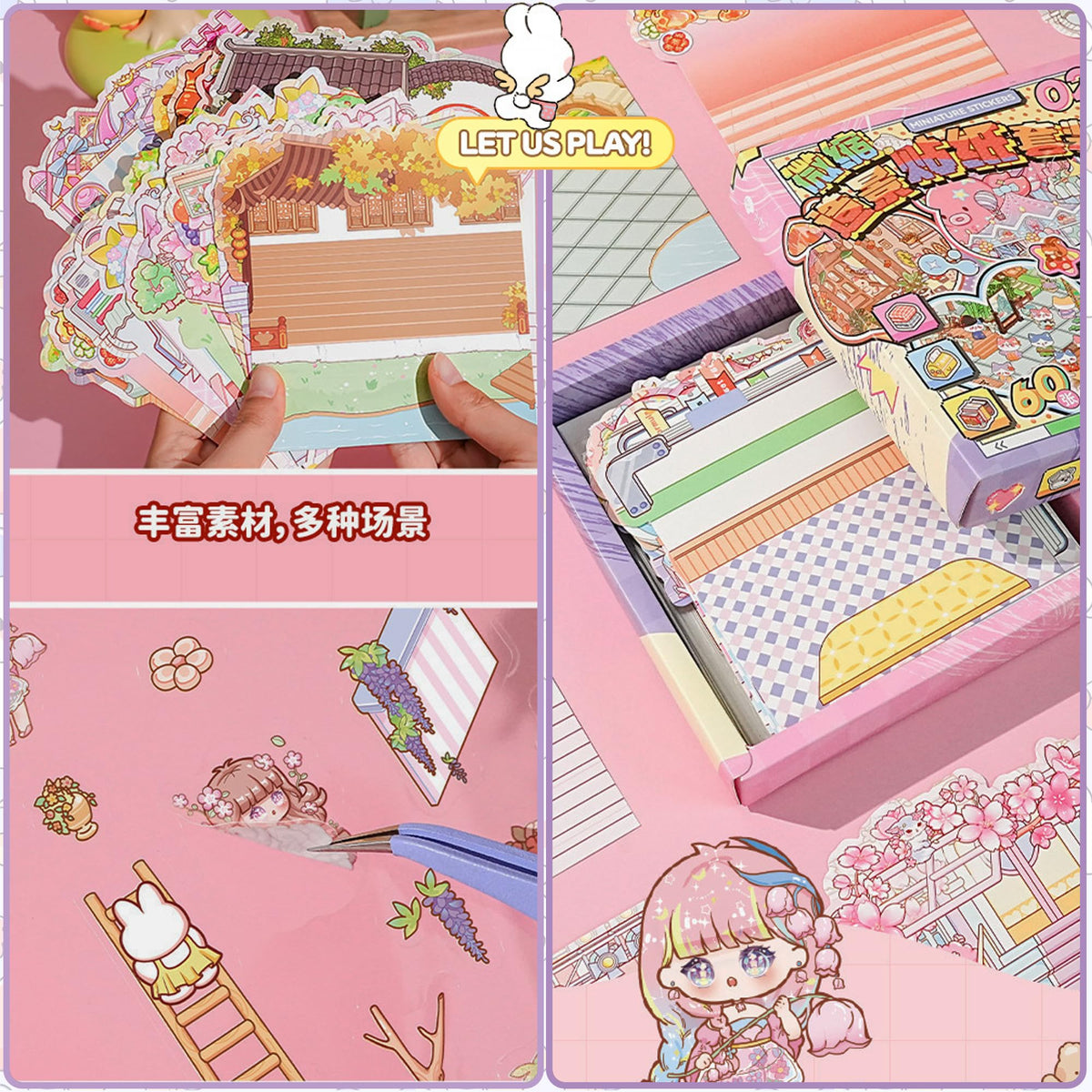 20 Sets 3D Sticker Scenes for Kids and Adults | Portable Tweezer Box Kit | Sticker Therapy for Creative Relaxation