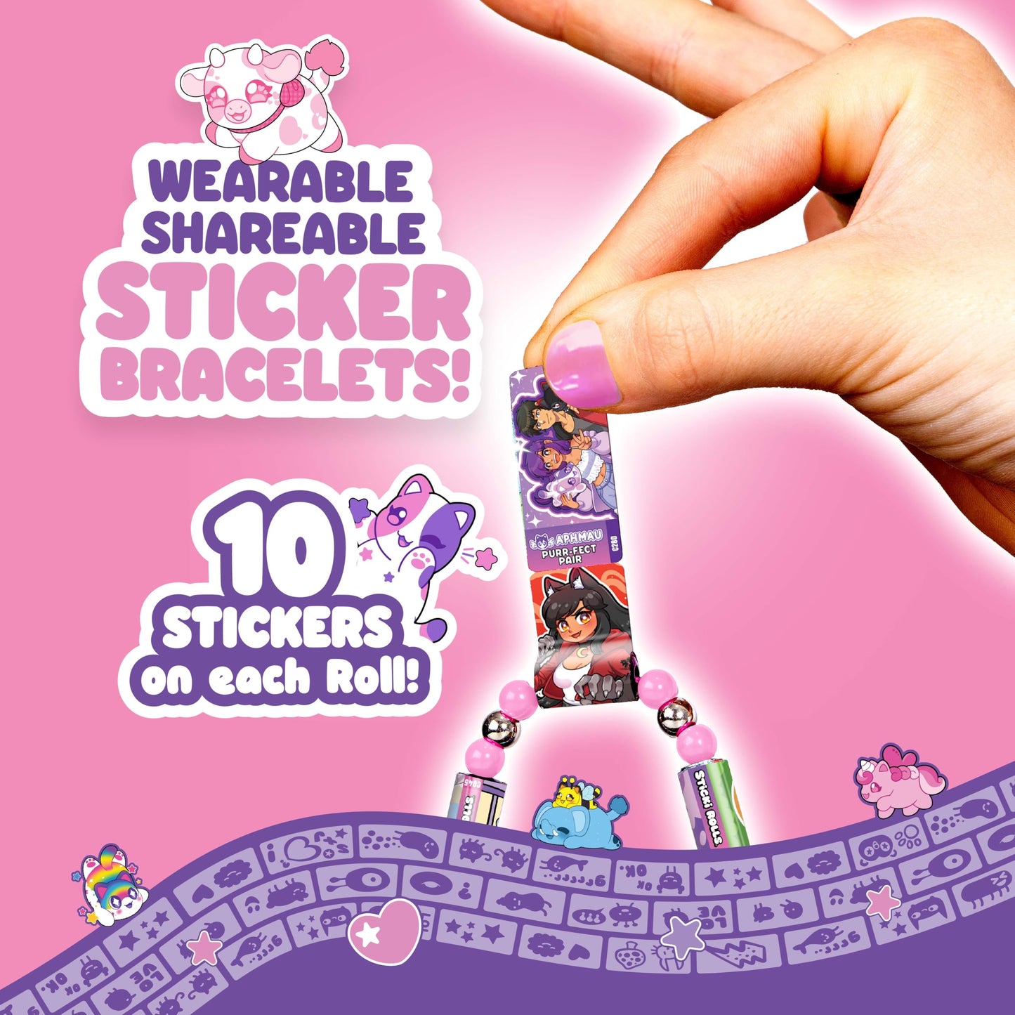 Sticki Rolls x Aphmau Pendant & Bracelet Set – Limited Edition with 120 Stickers