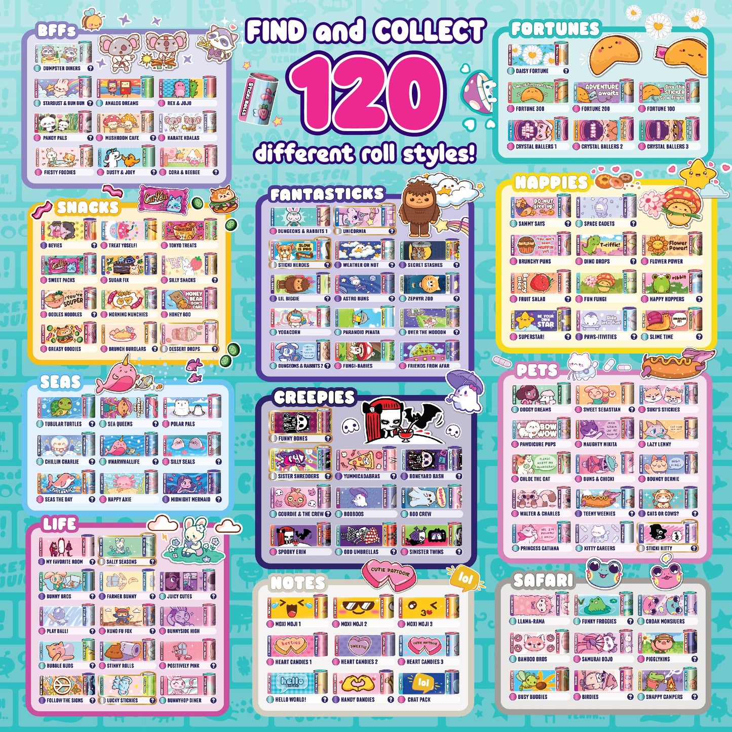 Sky Castle STICKI Rolls Sticki Book — Wearable Sticker Bracelet + 120 Mini Stickers, 50 Activity Pages (Series 1)