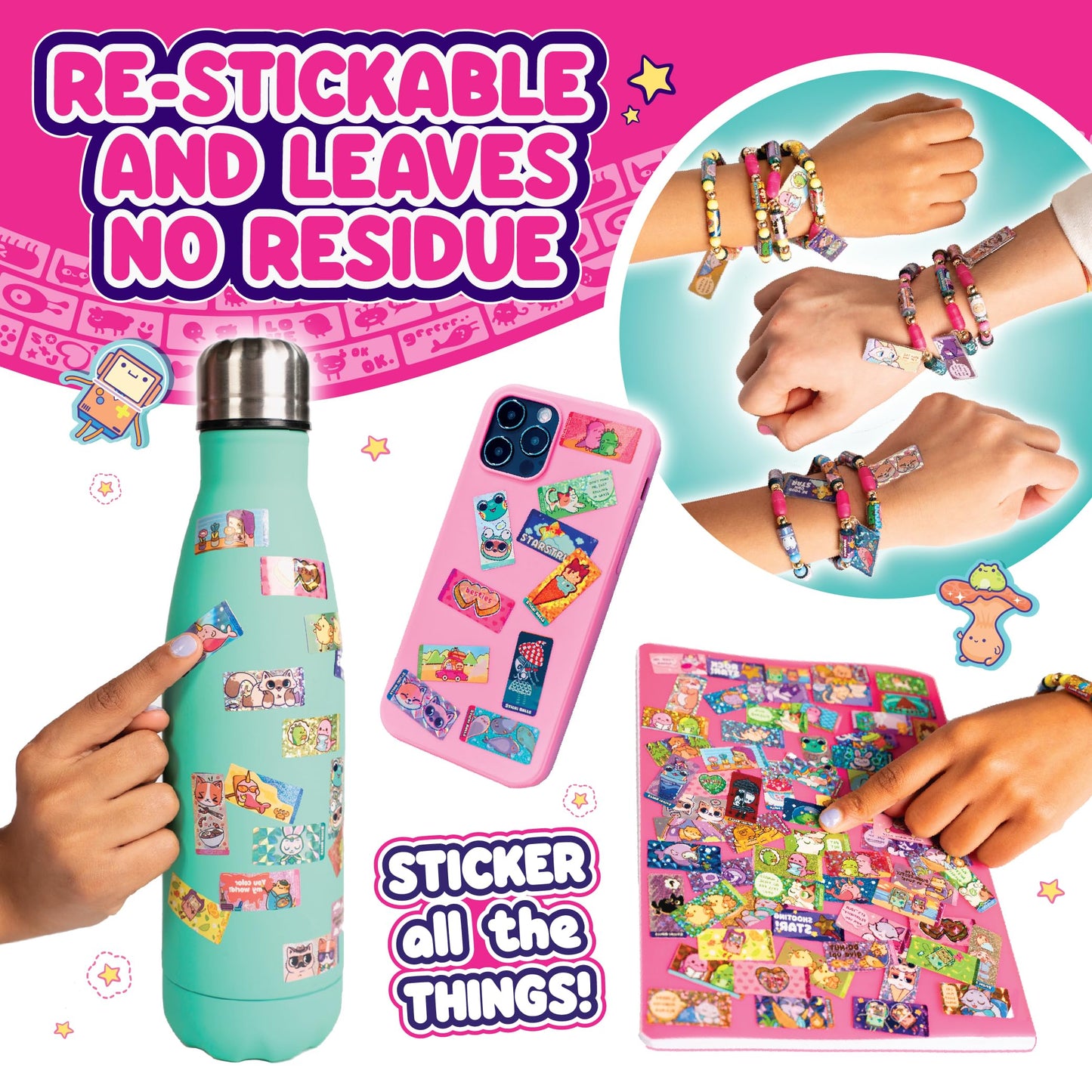 Sky Castle STICKI Rolls Sticki Book — Wearable Sticker Bracelet + 120 Mini Stickers, 50 Activity Pages (Series 1)